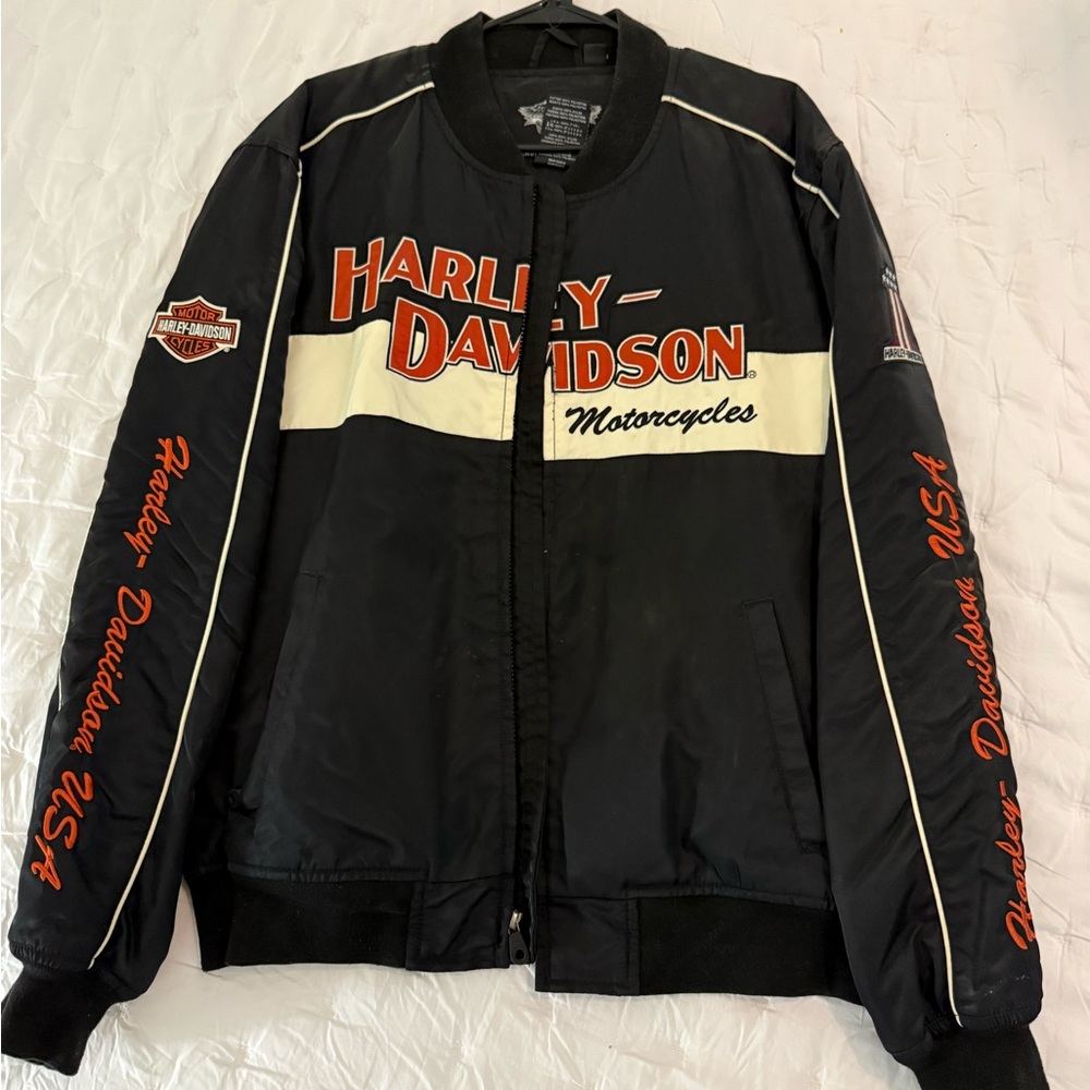 Harley-Davidson Black and White Bomber Jacket